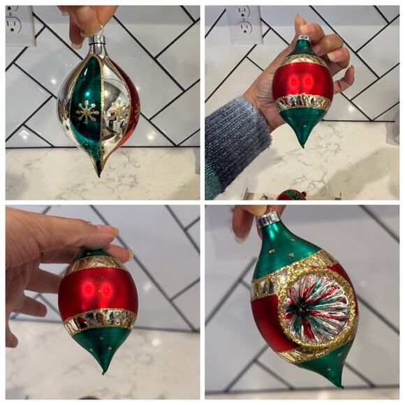 Vintage mercury glass hand blown Christmas ornaments x6 mid century - Picture 13 of 14